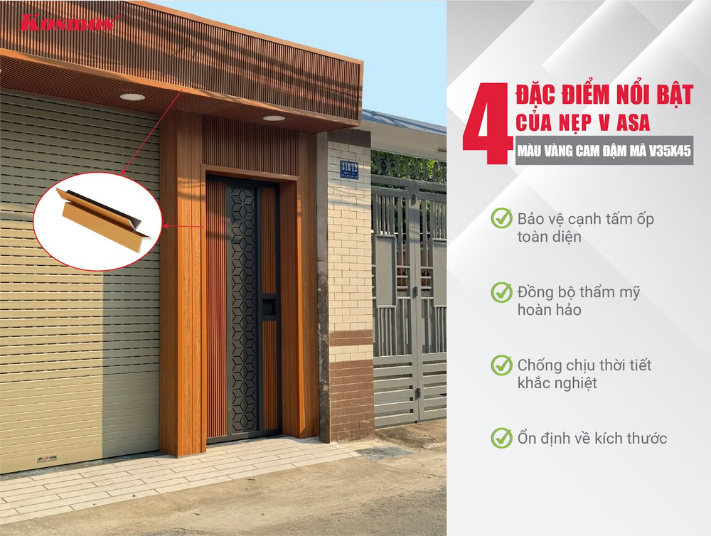 4 đặc điểm nổi bật của nẹp V ASA màu vàng cam đậm mã V35X45