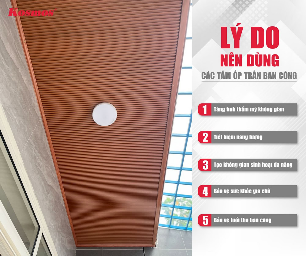 5 lý do gia chủ nên sử dụng các tấm ốp trần cho khu vực ban công