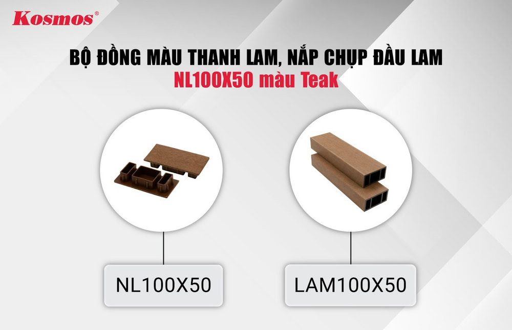 Bộ đồng màu thanh lam, nắp chụp đầu lam NL100X50 màu Teak Bộ đồng màu thanh lam, nắp chụp đầu lam NL100X50 màu Teak