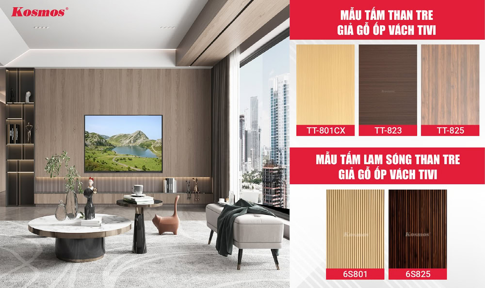 Bộ sưu tập tấm ốp than tre vân gỗ hiện đại của Kosmos Bộ sưu tập tấm ốp than tre vân gỗ hiện đại của Kosmos