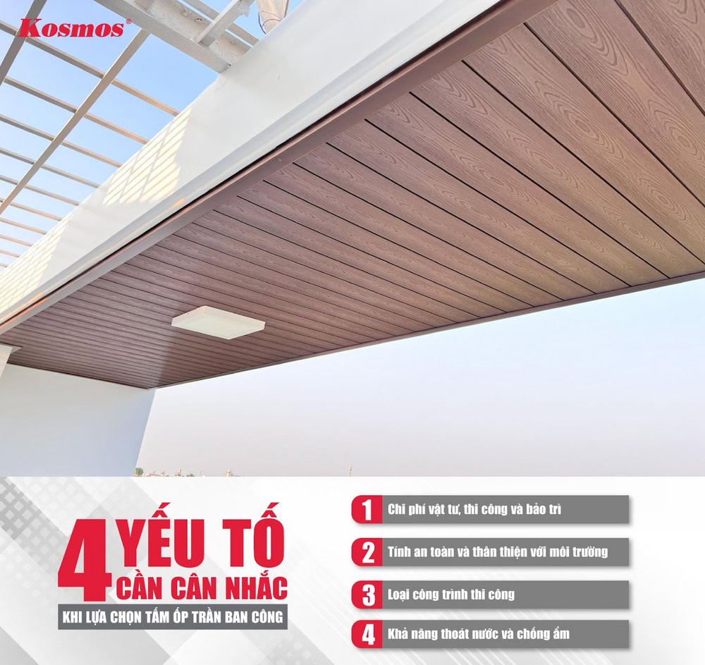 Các yếu tố cần lưu ý khi lựa chọn vật liệu tấm ốp trần ban công