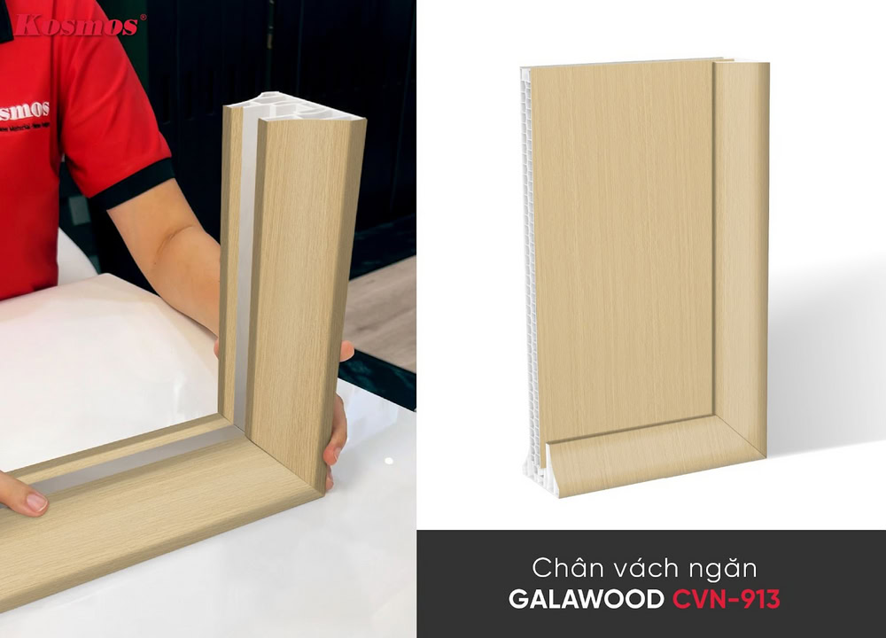 Chân vách ngăn giả gỗ vàng sồi đậm mã CVN-913