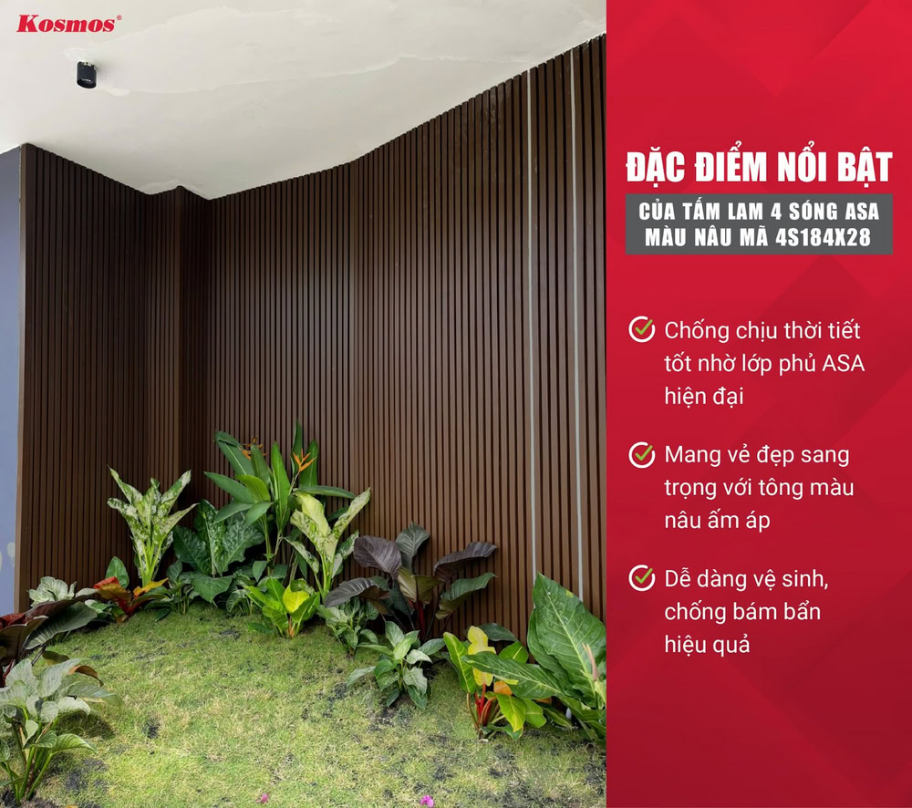 Đặc điểm nổi bật của tấm lam 4 sóng ASA màu nâu mã 4S184X28 Đặc điểm nổi bật của tấm lam 4 sóng ASA màu nâu mã 4S184X28