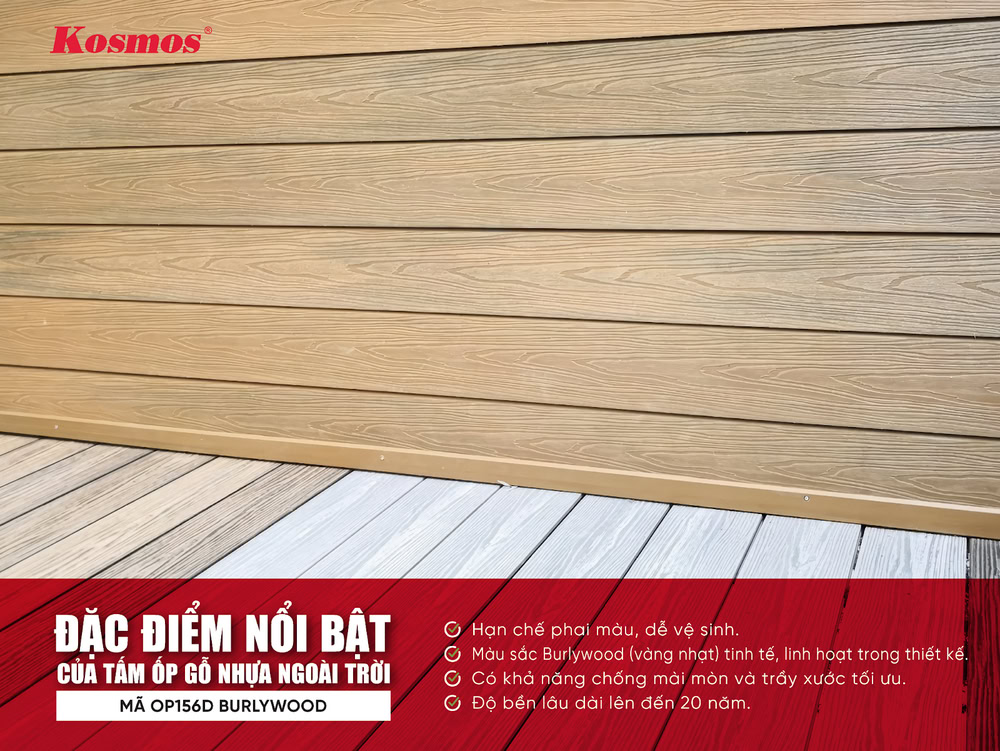Đặc điểm nổi bật của tấm ốp gỗ nhựa ngoài trời OP156D Burlywood Đặc điểm nổi bật của tấm ốp gỗ nhựa ngoài trời OP156D Burlywood