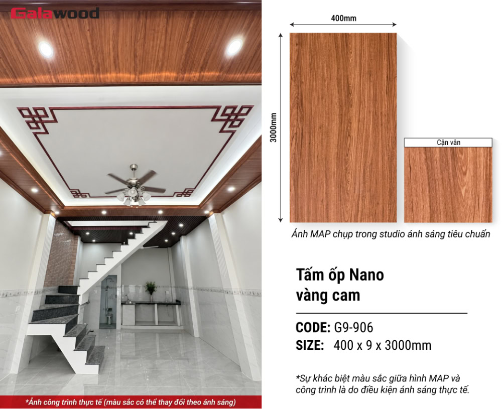 Tấm ốp Nano Galawood G9-906 vàng cam nâng cao thẩm mỹ không gian nội thất Tấm ốp Nano Galawood G9-906 vàng cam nâng cao thẩm mỹ không gian nội thất