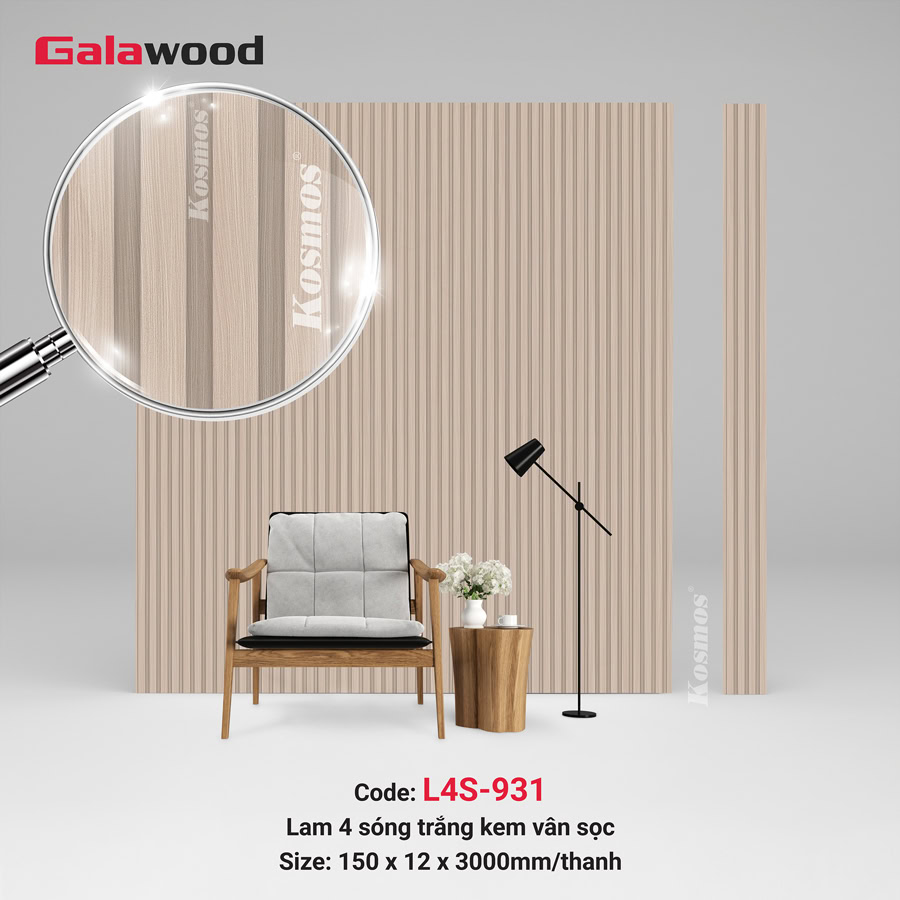 Lam 4 sóng Galawood L4S-931 trắng kem vân sọc