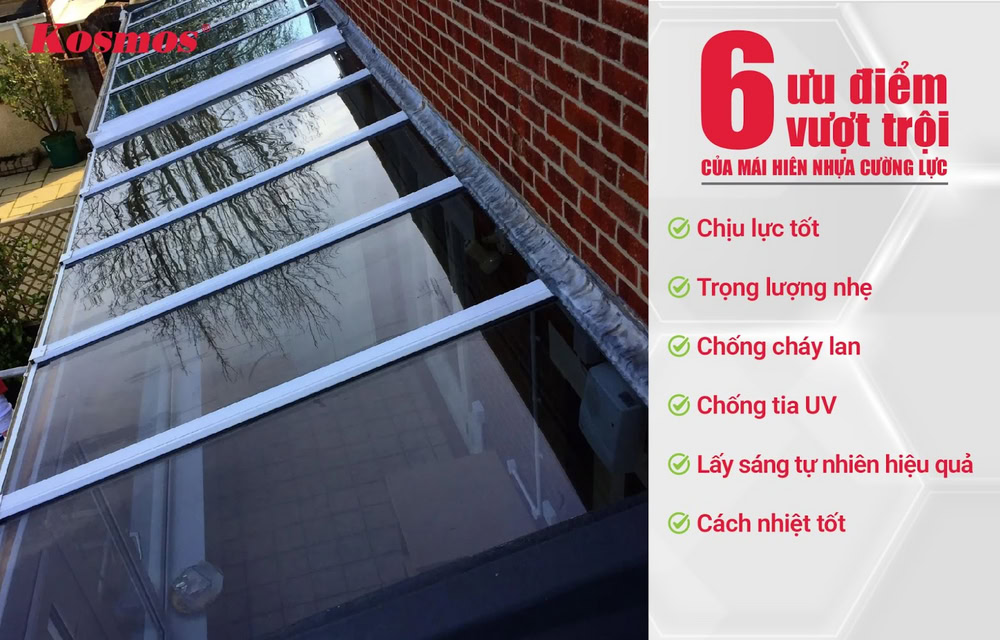 Mái ốp nhựa cường lực Poly sở hữu 6 đặc tính vượt trội của một vật liệu ngoại thất