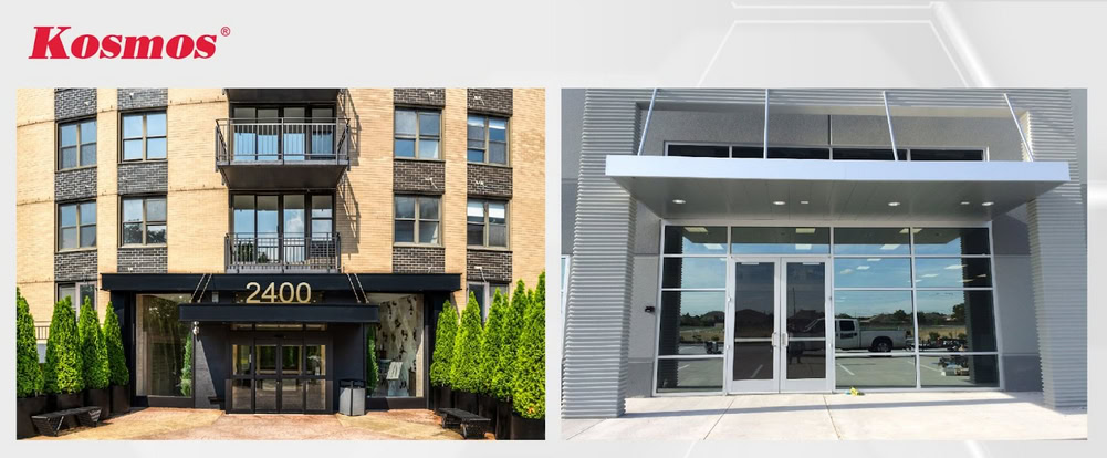 Mái sảnh aluminium tại công trình khách sạn và tòa văn phòng Mái sảnh aluminium tại công trình khách sạn và tòa văn phòng