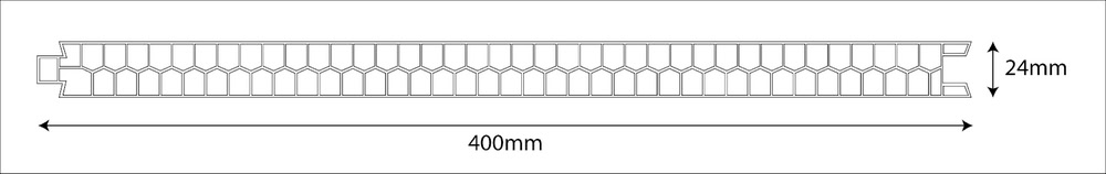 Mặt cắt tấm vách ngăn Galawood 400x24mm