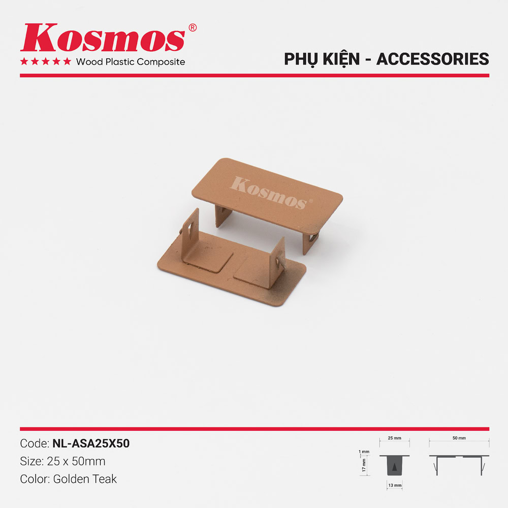 Nắp lam ASA sắt phủ bột sơn tĩnh điện NL-ASA25X50 màu Golden Teak