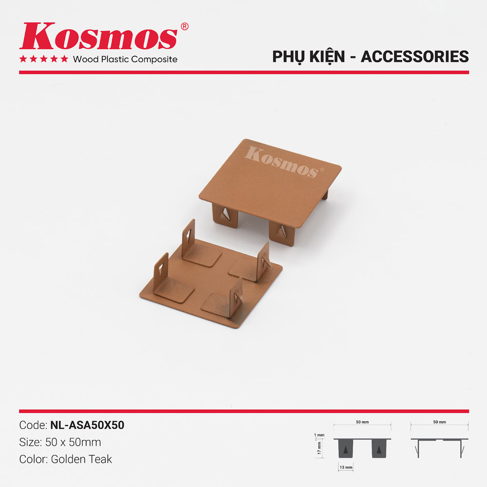 Nắp trang trí lam ASA mã NL-ASA50X50 màu Golden Teak (vàng cam đậm) Nắp trang trí lam ASA mã NL-ASA50X50 màu Golden Teak (vàng cam đậm)