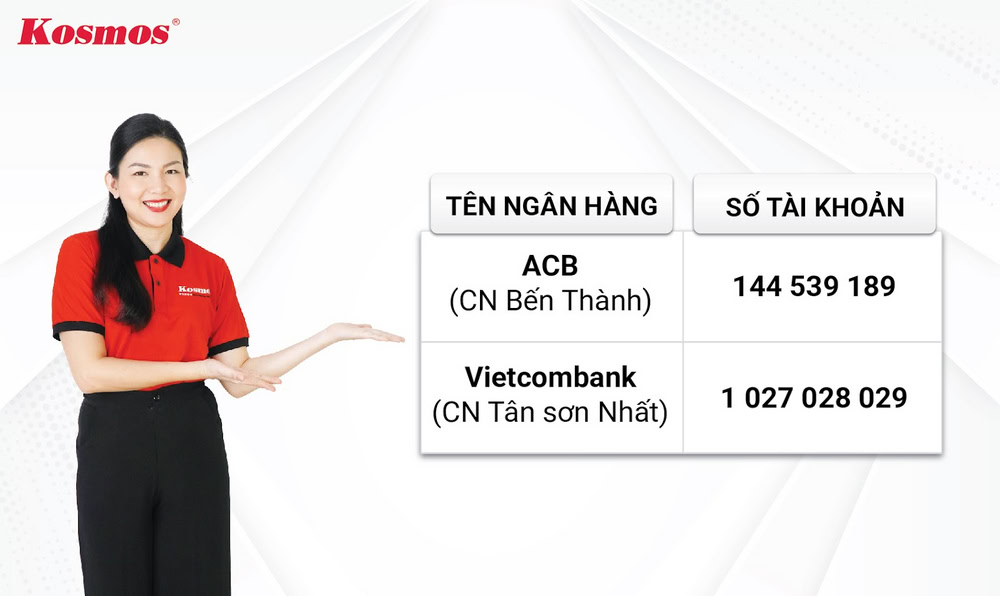 Tài khoản ngân hàng Công ty Cổ phần Kosmos Việt Nam Tài khoản ngân hàng Công ty Cổ phần Kosmos Việt Nam