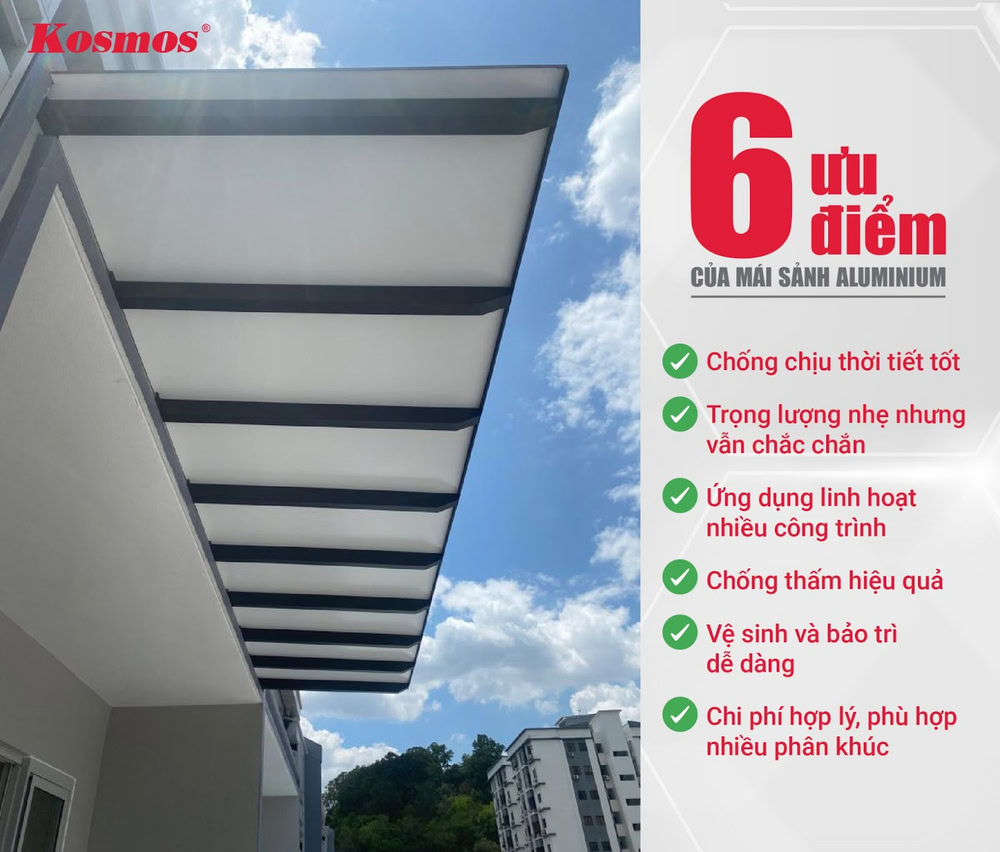 Tấm aluminium lợp mái hiên có 6 ưu điểm nổi bật Tấm aluminium lợp mái hiên có 6 ưu điểm nổi bật