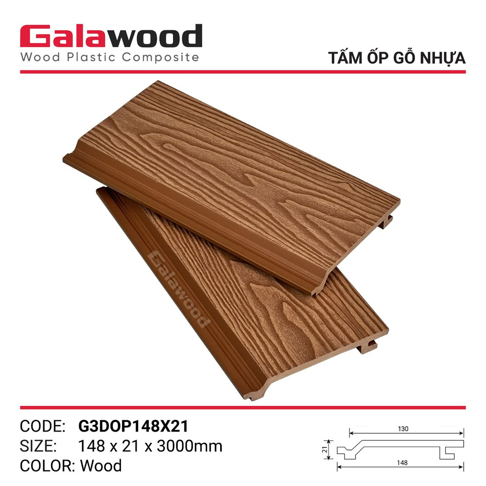 Tấm ốp gỗ nhựa vân gỗ 3D Galawood G3DOP148X21-Wood Tấm ốp gỗ nhựa vân gỗ 3D Galawood G3DOP148X21-Wood