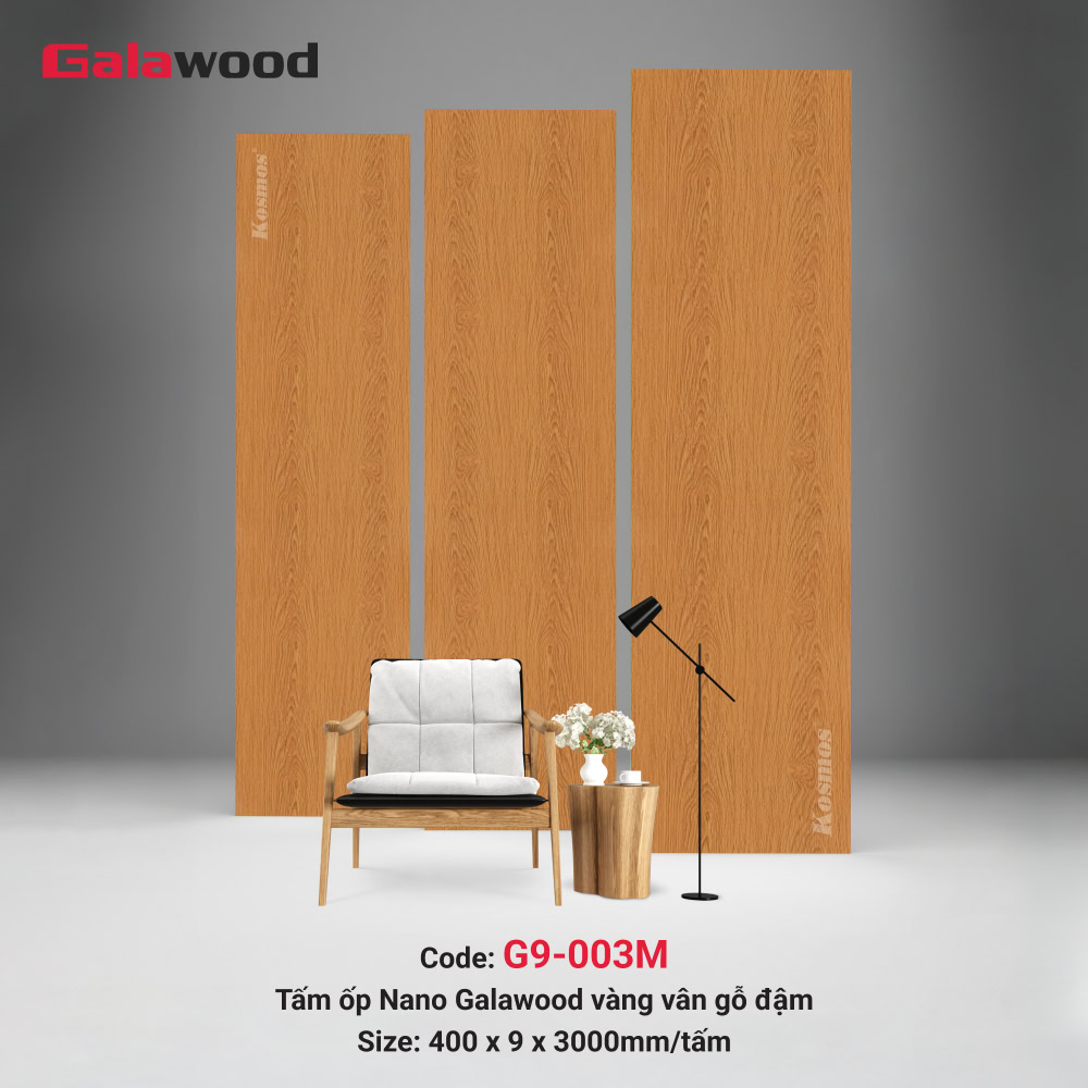 Tấm ốp Nano Galawood G9-003M vàng sồi đậm