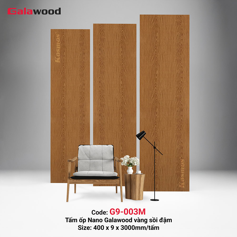 Tấm ốp Nano Galawood G9-003M vàng sồi đậm