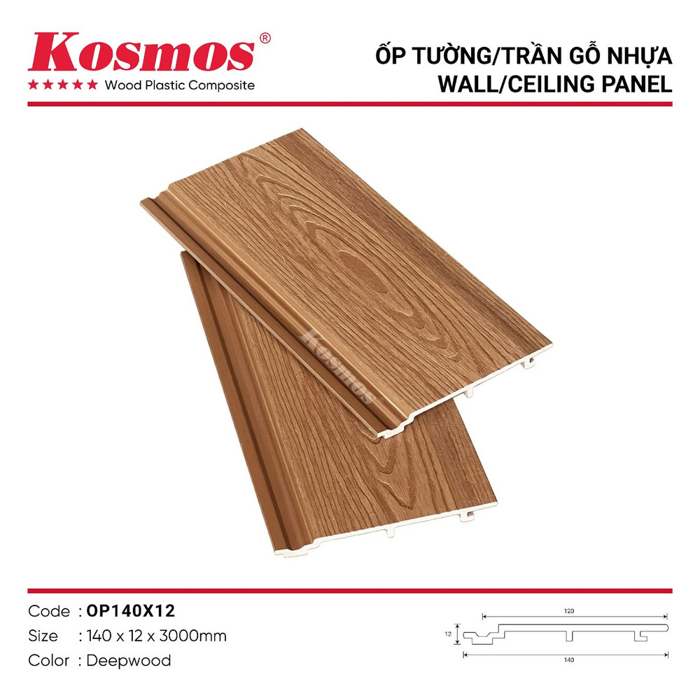 Tấm ốp trang trí ngoại thất gỗ nhựa ASA OP140X12 Deepwood Tấm ốp trang trí ngoại thất gỗ nhựa ASA OP140X12 Deepwood