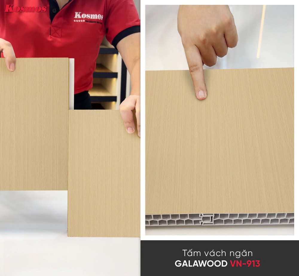 Tấm vách ngăn giả gỗ vàng sồi đậm mã VN-913