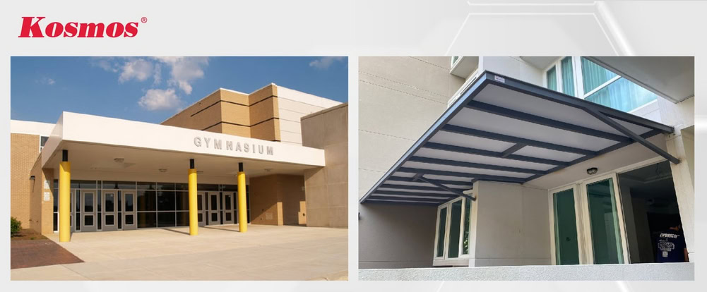 Thiết kế mái hiên aluminium tại hội trường nhà thi đấu và nhà ở dân dụng Thiết kế mái hiên aluminium tại hội trường nhà thi đấu và nhà ở dân dụng