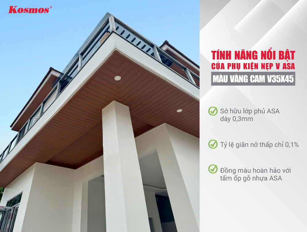 Tính năng nổi bật của nẹp V ASA màu vàng cam V35X45
