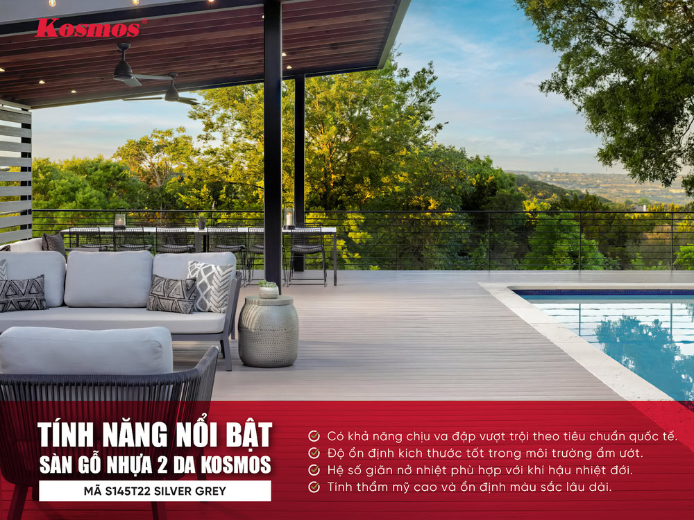 Tính năng nổi bật của sàn gỗ nhựa 2 da Kosmos mã S145T22 Silver Grey Tính năng nổi bật của sàn gỗ nhựa 2 da Kosmos mã S145T22 Silver Grey