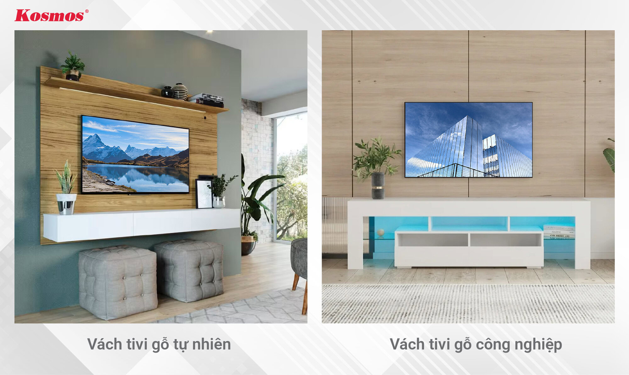 Vách tivi gỗ thường được làm từ gỗ tự nhiên hoặc gỗ công nghiệp Vách tivi gỗ thường được làm từ gỗ tự nhiên hoặc gỗ công nghiệp