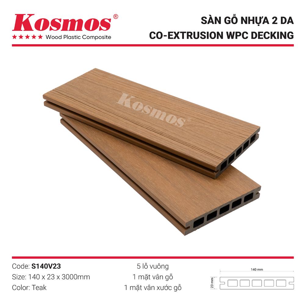 Ván sàn gỗ nhựa ngoài trời 2 lớp phủ Polymer mã S140V23 màu Teak (vàng cam) Ván sàn gỗ nhựa ngoài trời 2 lớp phủ Polymer mã S140V23 màu Teak (vàng cam)