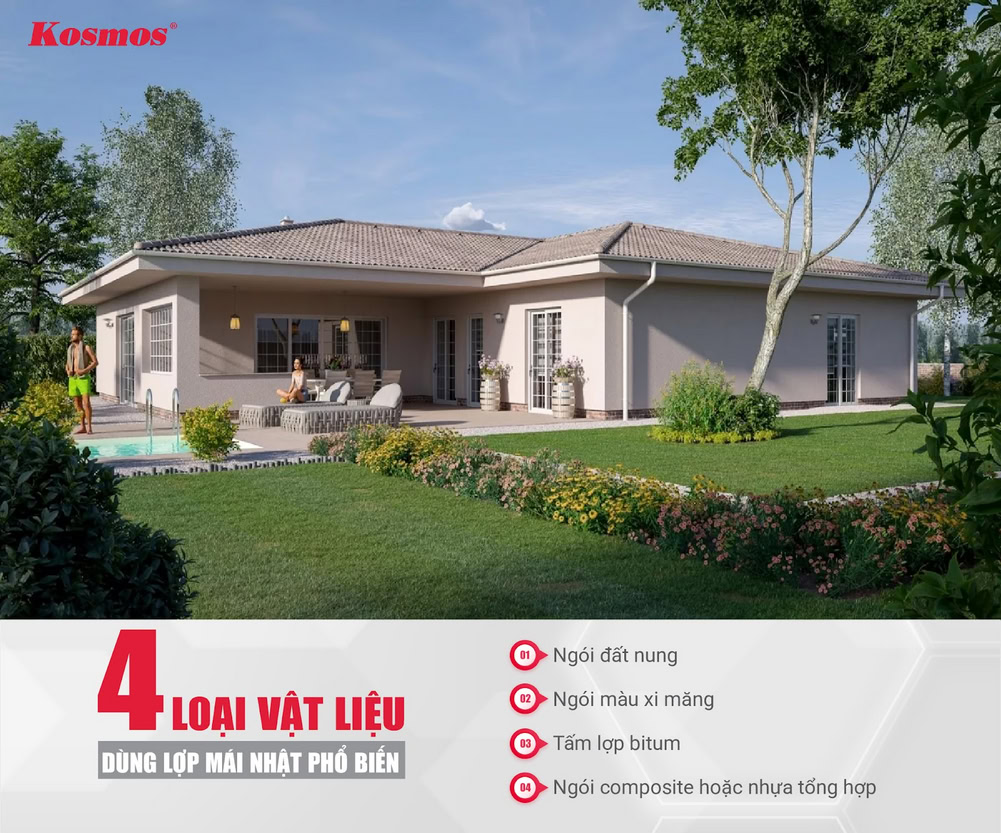 4 loại vật liệu phổ biến chuyên dùng lợp mái nhà Nhật