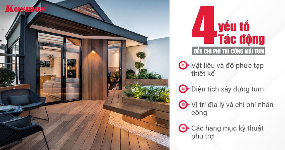 4 yếu tố chủ yếu ảnh hưởng đến tổng chi phí thi công mái tum