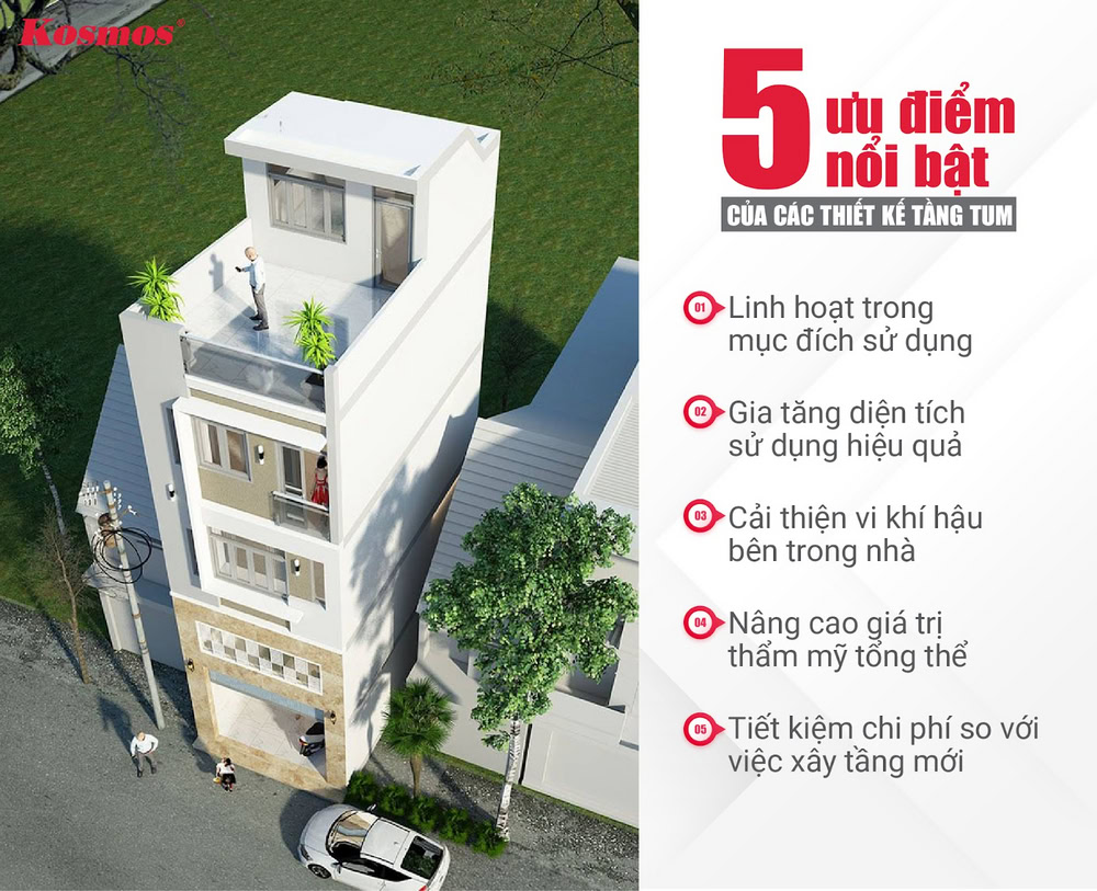 5 lợi ích nổi bật nhất khi thiết kế không gian tầng tum