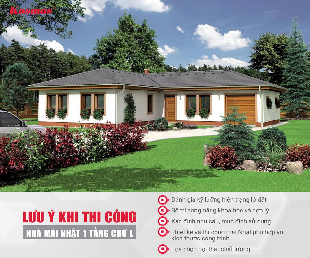 5 lưu ý quan trọng khi thi công nhà mái Nhật 1 tầng chữ L