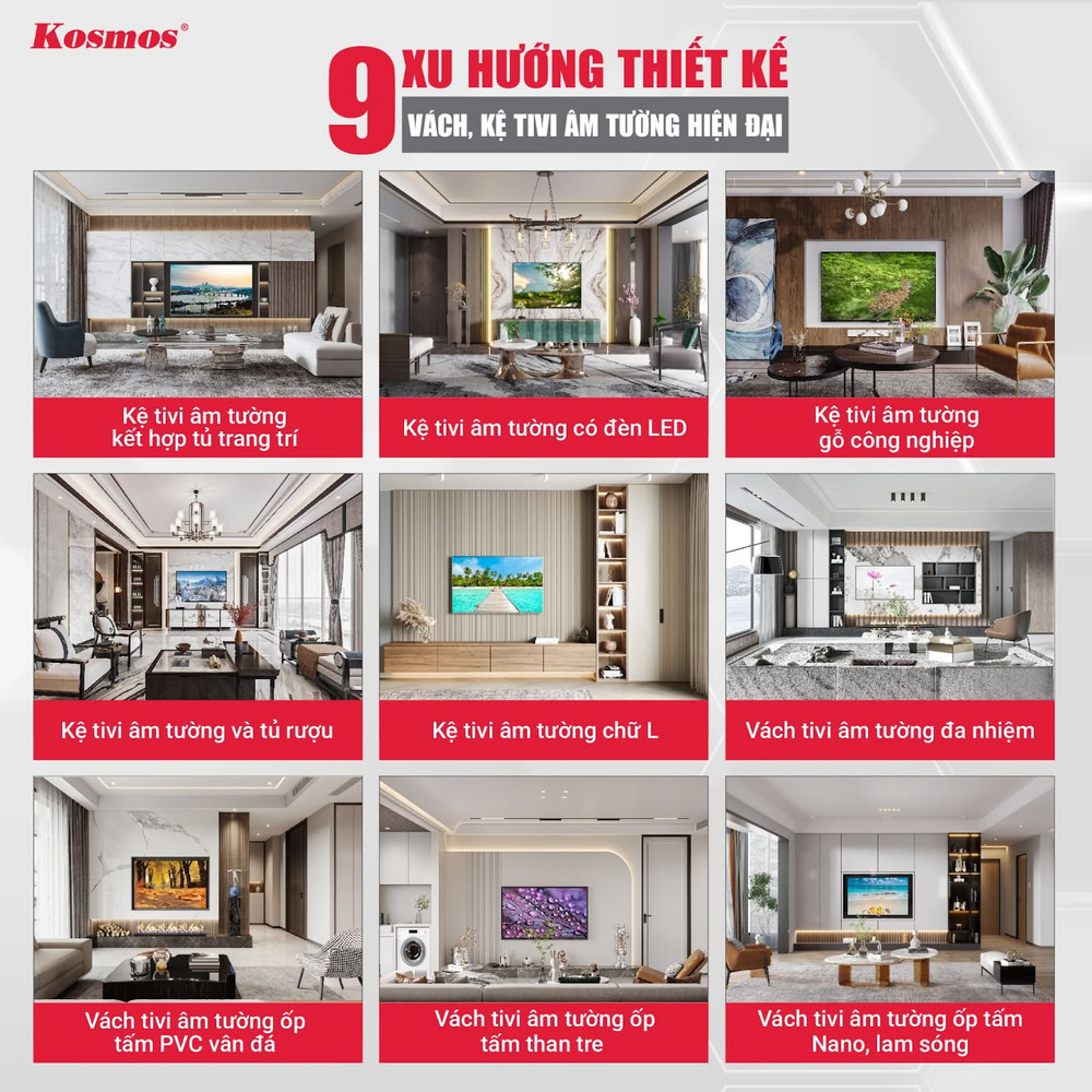 9 mẫu kệ, vách tivi thiết kế âm tường đẹp mắt và ấn tượng 9 mẫu kệ, vách tivi thiết kế âm tường đẹp mắt và ấn tượng