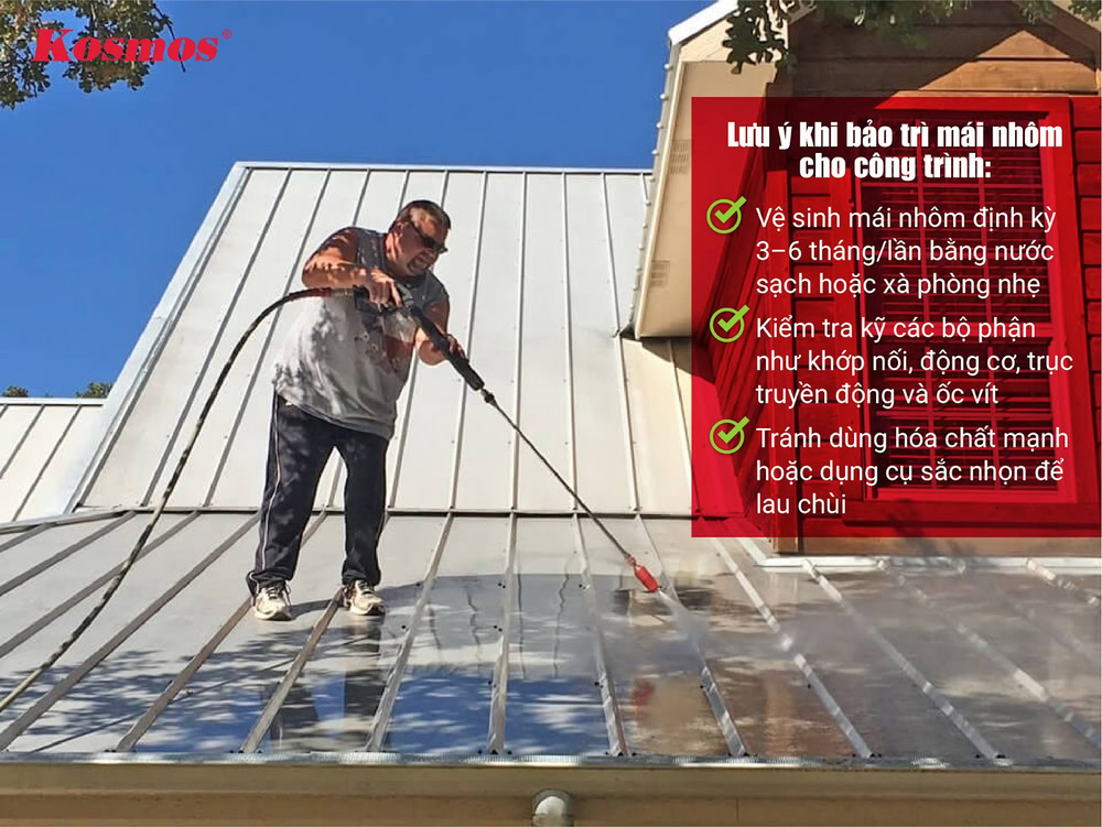 Bảo trì đúng cách giúp mái nhôm duy trì tính thẩm mỹ và độ bền
