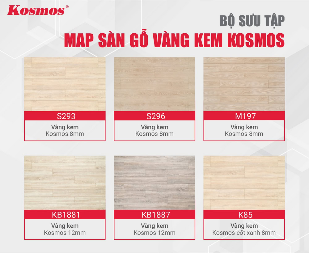 Bộ sưu tập map sàn gỗ vàng kem Kosmos
