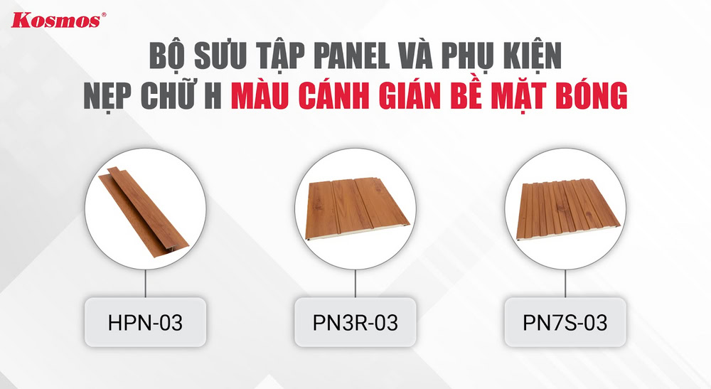 Bộ sưu tập Panel và phụ kiện nẹp chữ H màu cánh gián bề mặt bóng Bộ sưu tập Panel và phụ kiện nẹp chữ H màu cánh gián bề mặt bóng