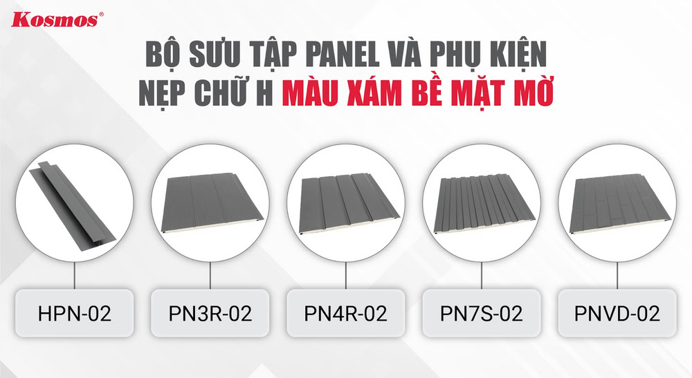 Bộ sưu tập Panel và phụ kiện nẹp chữ H màu xám bề mặt mờ
