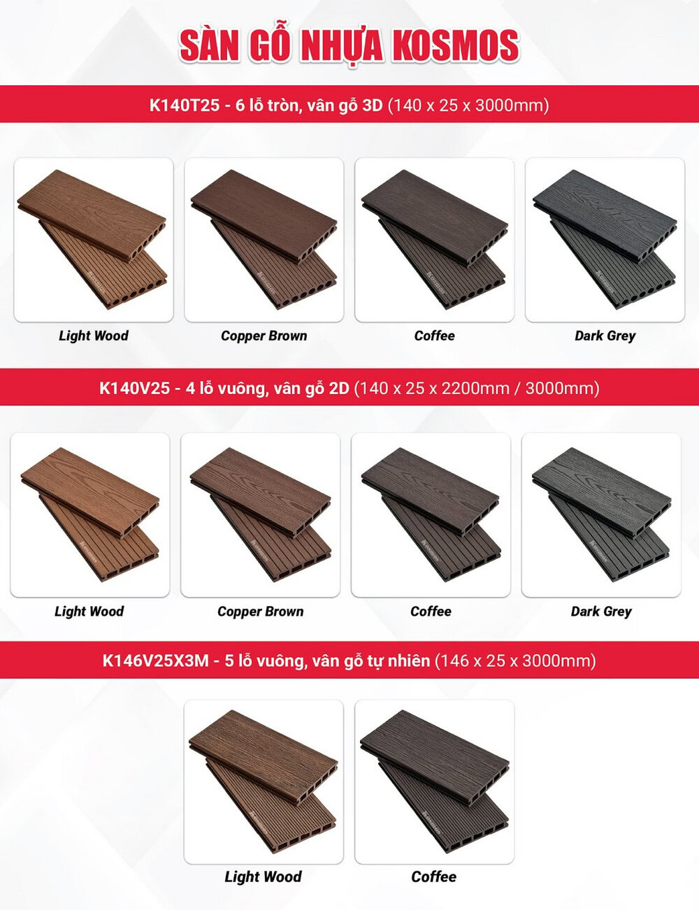 Bộ sưu tập sàn gỗ nhựa 1 lớp Kosmos