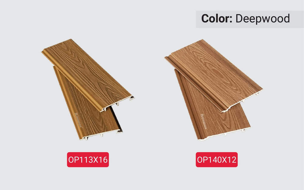 Bộ tấm ốp gỗ nhựa ngoài trời ASA màu Deepwood Bộ tấm ốp gỗ nhựa ngoài trời ASA màu Deepwood