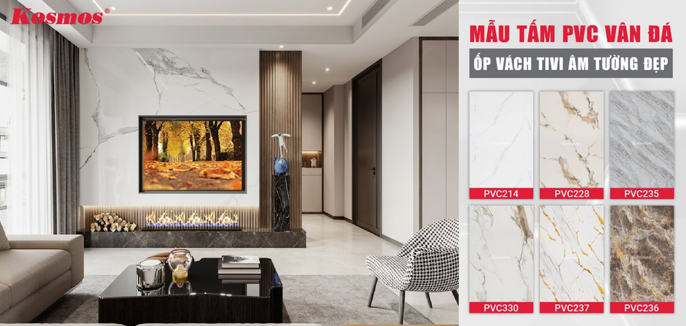 Các mẫu tấm nhựa PVC vân đá Marble ốp vách tivi âm tường bền đẹp Các mẫu tấm nhựa PVC vân đá Marble ốp vách tivi âm tường bền đẹp