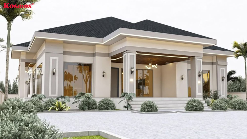 Công trình villa tứ lập 1 tầng mái Nhật