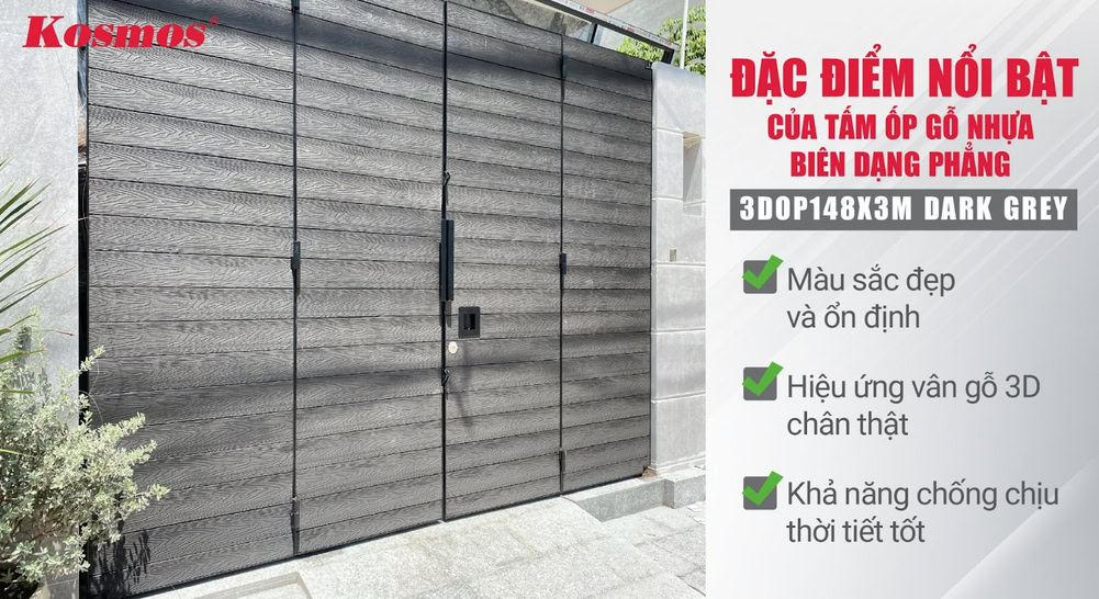 Đặc điểm nổi bật của tấm ốp gỗ nhựa biên dạng phẳng 3DOP148X3M Dark Grey Đặc điểm nổi bật của tấm ốp gỗ nhựa biên dạng phẳng 3DOP148X3M Dark Grey