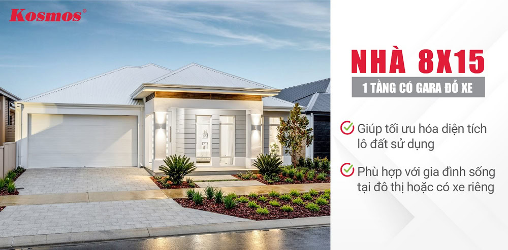 Điểm mạnh của công trình nhà 8x15 1 tầng có gara che chắn phương tiện Điểm mạnh của công trình nhà 8x15 1 tầng có gara che chắn phương tiện