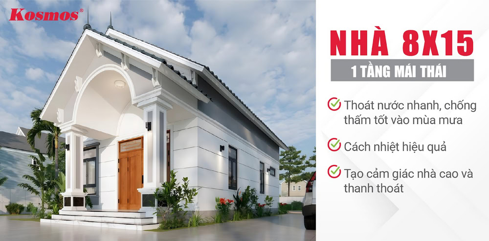 Điểm mạnh của công trình nhà 8x15 1 tầng mái Thái Điểm mạnh của công trình nhà 8x15 1 tầng mái Thái