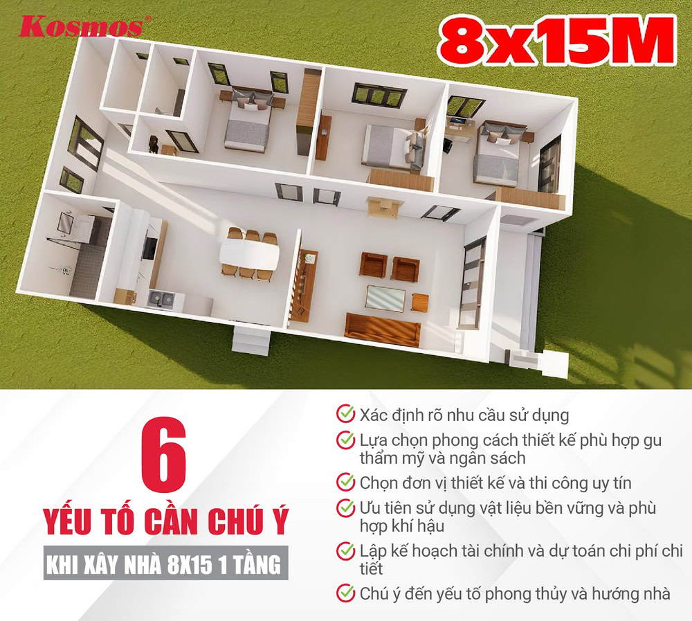 Gia chủ cần lưu ý 6 yếu tố khi thi công nhà 1 tầng 8x15 Gia chủ cần lưu ý 6 yếu tố khi thi công nhà 1 tầng 8x15