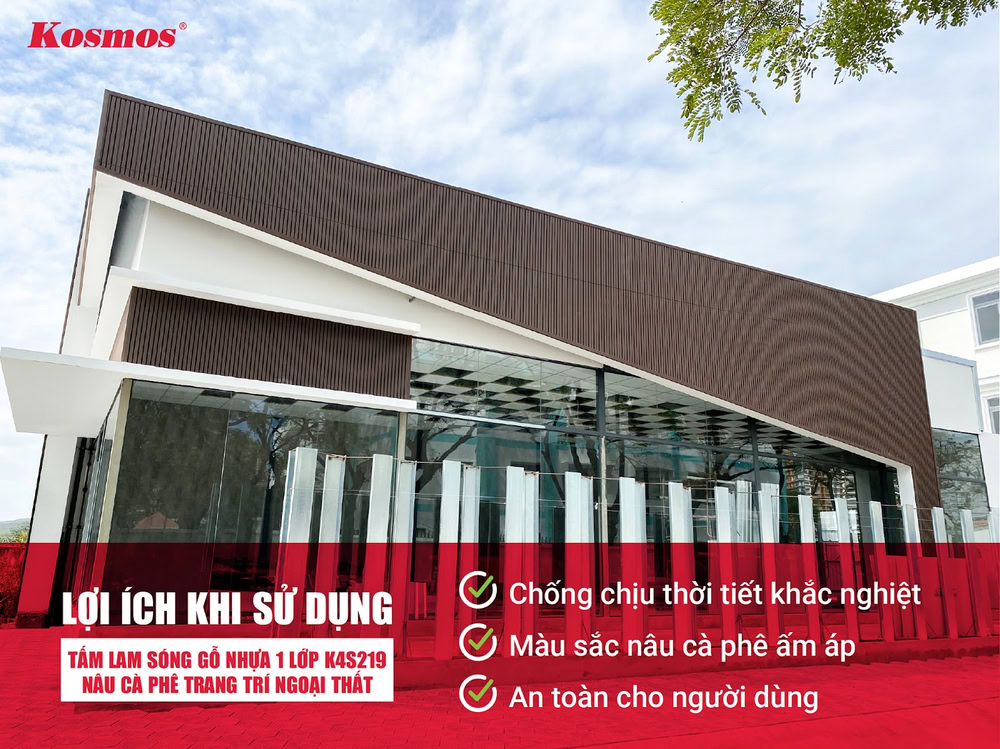 Lợi ích khi sử dụng tấm lam sóng gỗ nhựa 1 lớp K4S219X3M/2.2M nâu cà phê