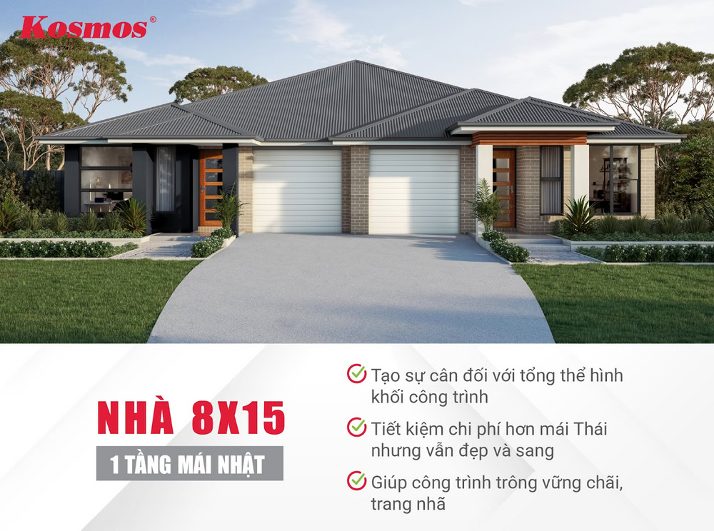Lợi ích khi xây dựng nhà 8x15 1 tầng mái Nhật Lợi ích khi xây dựng nhà 8x15 1 tầng mái Nhật