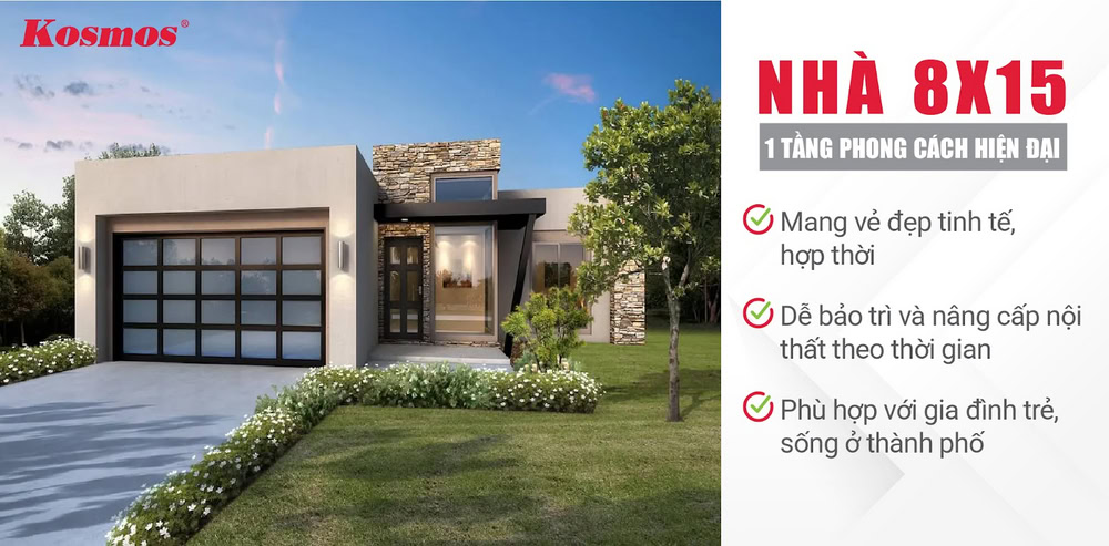 Lợi ích khi xây dựng nhà 8x15 1 tầng phong cách hiện đại Lợi ích khi xây dựng nhà 8x15 1 tầng phong cách hiện đại