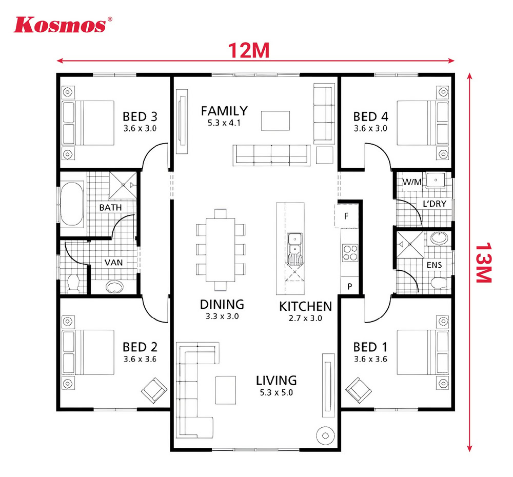 Mẫu bản vẽ nhà mái Nhật cấp 4 có 4 phòng ngủ kích thước 12x13m Mẫu bản vẽ nhà mái Nhật cấp 4 có 4 phòng ngủ kích thước 12x13m
