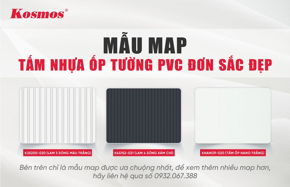 Mẫu map tấm nhựa ốp tường PVC đơn sắc đẹp