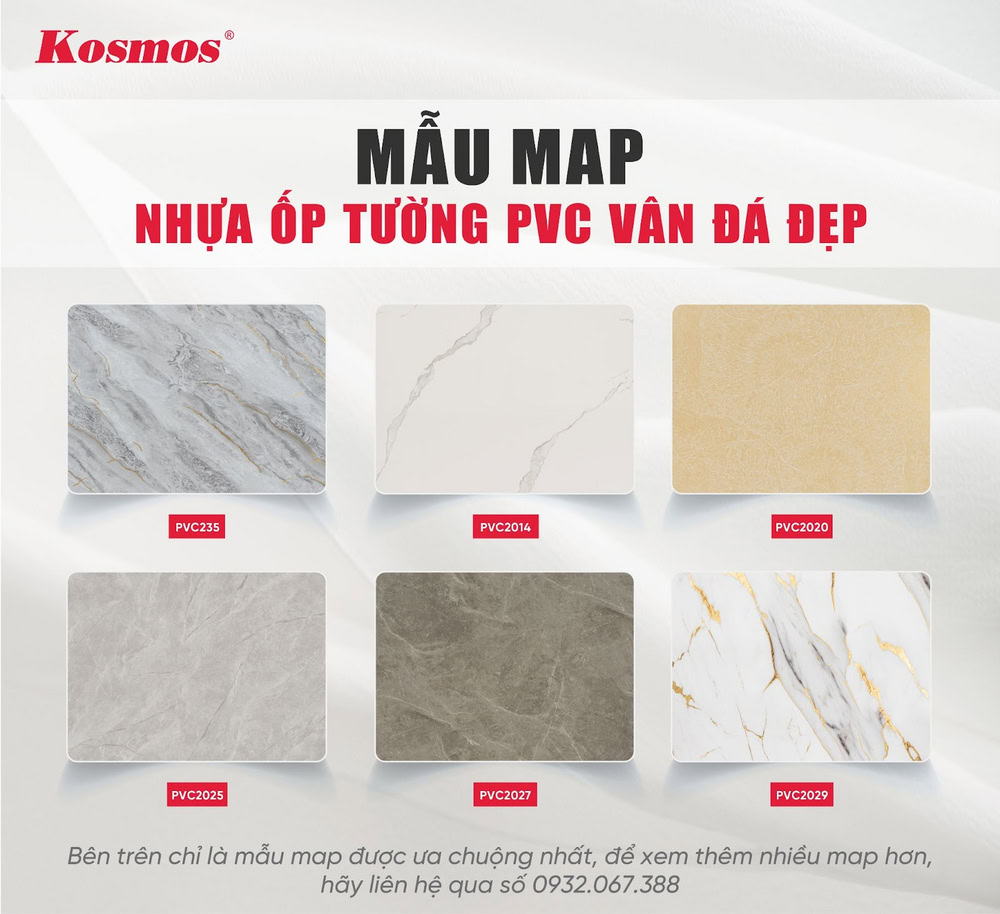 Mẫu map tấm nhựa ốp tường PVC vân đá đẹp